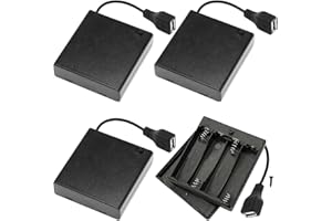 Xiatiaosann 4 PCS 4 AA Battery Holder USB Switch, 6V USB Female Socket, 4 x 1.5V AA Battery Case Box Holder On/Off Switch for RC cars LED light