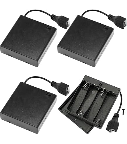 Onwon 6er-Set AA-Batteriehalter – Für 3x AA-Batterien, Mit Ein-/Aus-Schalter & 15 Cm Kabel