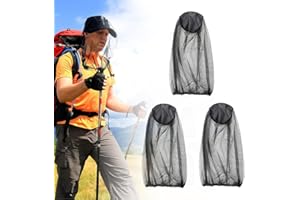 AEIOPRS 3 Stück Moskito Kopfnetz Fliegennetz für Gesicht Imkerei Anti-Mücke Biene Bug Insekt Fly Maske Kappe Hut mit Kopf Net Mesh Gesichtsschutz Outdoor Angelausrüstung Schwarz