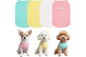 YAOPELKY 4Pcs Dog Shirt Dog Summer Clothes Sleeveless Doggy T-Shirt Colorful Puppy Tank Tops Breathable Vest Tshirts for Small Medium Dogs Cat Clothing (4pcs(Yellow+White+Green+Pink), XL(5.5-7.5kg))