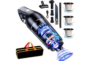 SRAYG Handstaubsauger, 15000Pa Handstaubsauger Akku Beutellos Nass Trocken Testsieger, Autostaubsauger 120W Kabellos Handsauger Mini Staubsauger für Auto, Haus, Tierhaare,Waschbarer Filter [Stark A+]