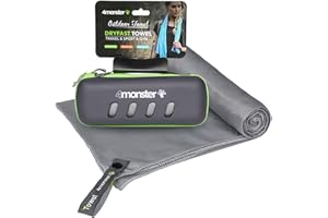 4Monster Serviette en microfibre avec étui de transport, serviette de voyage super absorbante, serviette à séchage rapide, serviette de camping, idéale pour la gym, la plage, la natation, la randonnée