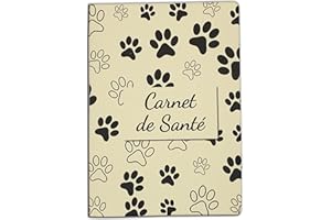 Nemau - Protège Carnet de Santé pour Chats, Chiens et Animaux Domestiques - Gomme Expansée - Fabriqué en France - Durable et Résistant - Modèle Empreinte Fond Beige