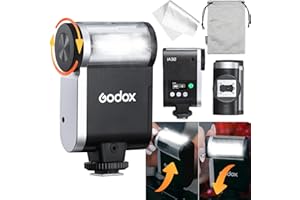 Godox iA32 Mini Flash, GN15 Auto Manual Speedlite, 8 Output Levels 490 Full-Power Flashes, Compatible with Ricoh Canon Sony Nikon Pentax Olympus Leica Compact Digital Vlogging Mirrorless DSLR Cameras