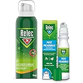 Relec Fuerte Familiar Aerosol Antimosquitos + Roll-on Post Picaduras (Pack 100 ml + 15 ml), Eficaz Contra El Mosquito Tigre, 