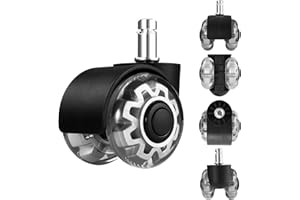 LIAILA Bürostuhl Rollen 5er Set, Schreibtischstuhl rollen Größe 11×22 mm, Super Leise und Weiche für Hartböden, Rollen für Bürostühle für Parkett, Hartböden, Teppich, Fliesen, Grau, Stühle (Nicht für 1KEA)