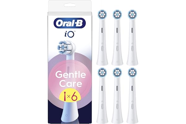 Oral-B Lot De 6 Brossettes De Rechange Gentle Care, Authentiques, Blanches, Brossage Le Plus Doux, Conviennent Aux Gencives Sensibles, Brossette Ronde pour Les Brosses A Dents Electriques Oral B IO