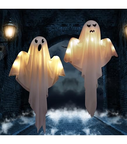 Decorazione Per Esterni Di Halloween Luce Bianca, 5 Pezzi Fantasma Appeso Con Cappello Da Strega Luci Di Halloween Decorazione Luci A Corda Decorazione Per Esterni E Interni 87065466