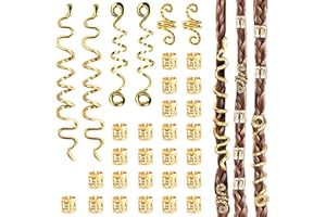 LUFFLOK 31 Pezzi Dreadlocks Trecce Clip, Oro Dreadlock Perline Clip a Spirale, Perline Dreadlock Treccia Accessori per Capelli, Regolabile Anelli Clips Per Uomini e Donne (31 Stück)