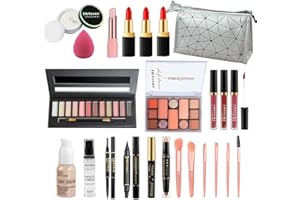 Proamate All in one Makeup Set, Cosmetic Make Up Starter Kit With Storage Bag Portable Travel Make Up Palette Eyeshadow Foundation Lip Gloss Makeup Gift Set for Teenage & Adults(Kit A001)