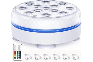 Joycome Poolbelysning Undervattens, IP68 Vattentät 13 LED Poolljus | IP68 Vattentät, magnetisk och sugkoppar, dykning fjärrkontroll för trädgårdsfest damm akvarium SPA badkar