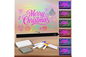 GEMI LED Drawing Board with 7 Colors Pen, 30x20cm 4 Modes & 6 Colors LED Note Board with Colors, Acrylic Dry Erase Light Up Drawing Board Kids for School Office Cafe Home