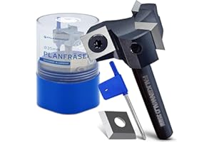 Falkenwald Planfräser 8mm schaft für Holz Ø 35 mm - Planfräser für Oberfräse aus Wolframstahl mit Ersatzplatte - Ideal zum Planfräsen/Nutfräsen/Kantenfräsen