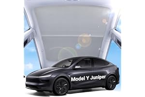 iXTRA 2025 Tesla Model Y Juniper Sunshade Roof – Foldable Glass Roof Shade [No Sag, No Gaps], Heat-Resistant Layer, Magnetic Fit, 2-Piece Set Gray Interior Accessories for New Model Y