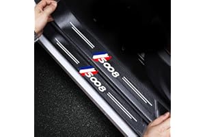 RIDGOEL 4 Pièces Protection Seuil de Porte de Voiture pour Peugeot 5008, Plaques de Protection de Seuil de Porte de Fibre de Carbone, Plinthes pour Auto Accessoires 5008