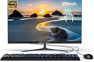 SAINTDISE Ordinateur Tout-en-Un Intuitif avec Écran Multi-Touch, Écran de Bureau Tout-en-Un Full HD IPS de 22" avec Celeron N5095, 8 Go de RAM, 512 Go SSD, WiFi Double Bande & Bluetooth