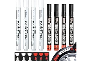LILELIG 8 Stöcke Reifen Stift,Reifenstift Weiß Wasserfest,Auto Reifenmarkierungsstift Jeweils Vier in Rot und Weiß,Permanent Marker Wasserfest,Verblasst Nicht Antifouling für Auto-und Motorradreifen