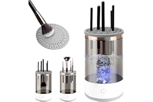 PGTC Elektryczny środek do czyszczenia pędzli kosmetycznych, wielofunkcyjne mycie, z przezroczystym pojemnikiem, automatyczne spinningowanie, do wszystkich rozmiarów (A)