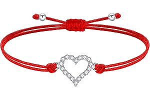 J.Endéar Bracciale Cuore per Ragazze Bambini Bambini Argento 925 con Zirconi, Bracciale Cuori d'Amore Fatto a Mano in Corda Filigranata per Bambina