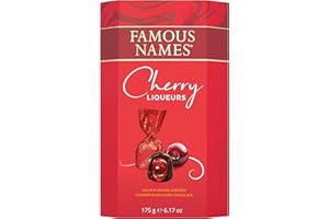 Famous Names Cherry Liqueurs – 175g Premium Dark Chocolate Cherries Soaked in Liqueur – Gift Box for Christmas, Thank You, Sharing