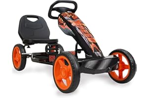 FIVE O NINE CREW 509 Crew XSpeed Pedal Go Kart, Pedal Car, Ride On, Sporty Graphics on The Front Fairing, Adjustable Seat, 4 Spoke Rims 25cm (10") Eva Wheels, Sporty Steering Wheel, with Hand Brake, Ages 4+
