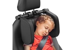 Yoocaa Poggiatesta auto per bambini, regolabile a 180°, per auto, installazione rapida, supporto per il collo, per bambini e adulti (nero)