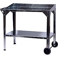 Metall-Pflanztisch Wagon mit Rädern, robuste Garten-Werkbank mit Ablagefläche, 95 x 55 x 80 cm, silber