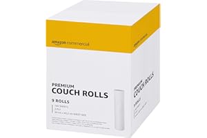 AmazonCommercial Rouleaux Draps d'Examen Rectangulaire, Table de Massage, 2 Epaisseurs Premium, 9 Rouleaux (1 paquet), 50 Mètres / 143 Feuilles per Rouleau, Taille des Feuilles: 34 cm x 49,2 cm, Blanc