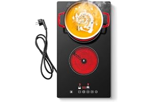 KICHPOWER Plaque Vitrocéramique 2 feux, Plaque de cuisson Electrique 30cm, Commande Tactile, 3000W 9 Niveaux de puissance, Minuterie 1-99 min, Pour toutes les casseroles