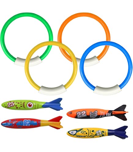 Giocattolo Subacqueo per Bambini, 27 Pezzi Set da Giocattolo Subacqueo, Giocattoli da Immersione, Giochi Acqua Bambini per Piscina Anelli per Piscina con Immersioni Gemme, Anelli per Immersione