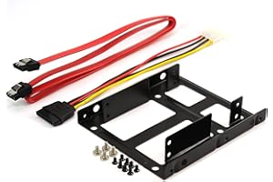 Rhombutech® Dual Einbaurahmen für 2X 2,5" HDD/SSD's auf 3,5"; Metall; optimiert für SSD; Adapter Wechselrahmen Mounting Frame Halterung Schienen inkl. Befestigungsschrauben