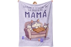 Einanmut Regalo de Reyes Magos para la Madre, Regalo Cumpleaños Madre, Regali para Mamá, Regalo Original para el Día de la Mamá, Manta de Franela - Tres Gatos Durmiendo - 60 * 50in