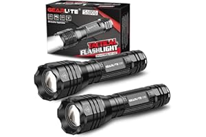 GEARLITE LED Taschenlampe Extrem Hell 2 Stück, Aluminium 4000 Lumen LED Taschenlampe Batteriebetrieben mit 5 Modi, IP65 Wasserdichte Handlampe Zoombar für Camping, Wandern, Outdoor, Notfall, Geschenk