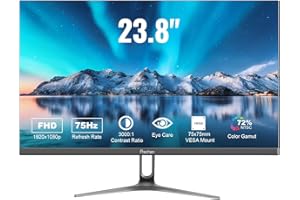 PRECHEN 24 inch Ultra-Thin Bezel Computer Monitor FHD 1080P Business Monitor, LED PC Screen Desktop Monitor, HDMI, VGA, 75Hz Gaming Display, 3000:1, Eye Care, VESA Mountable, Black