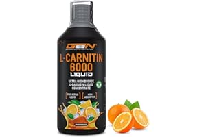 GEN GERMAN ELITE NUTRITION L-Carnitina 6000 Líquido - 1000 ml - Dosis extra alta con 6000 mg de L-Carnitina pura por porción diaria - Bebida Amino-Entrenamiento - Sabor delicioso (Orange Power) - Vegano