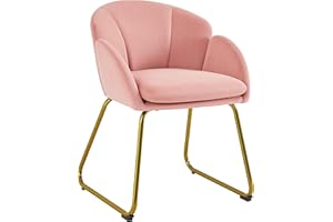 ‎YAHEETECH Yaheetech Esszimmerstuhl modern, Küchenstuhl in Blumenform, Sessel Polsterstuhl mit Metallbeinen Gold, für Wohnzimmer/Esszimmer Rosa