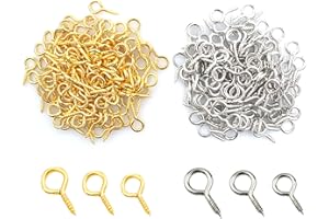 HBERCAI 600 Stück ösenschrauben mit Holzgewinde Kleine Schrauboesen Schraubhaken,Ringschrauben,Mini Schaf Ösenschrauben Metal Augenschrauben Ösenstifte Handarbeit für DIY Art Crafts-12&10&8mm