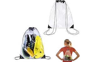 cailiya 2 przezroczyste worki ze sznurkiem, przezroczysty plecak sportowy ze sznurkiem, przezroczysty worek gimnastyczny, do szkoły, na zewnątrz, na siłownię, podróż, do pływania na plaży (43 x 33
