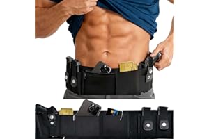 ZONSUSE Funda Pistola de Banda para el Vientre, Funda para Pistola Táctica Oculta, con Bolsillo para Teléfono con Cremallera, 2 Bolsillos para Cargadores, para Glock 19, 17, Ruger LCP, S&W M&P