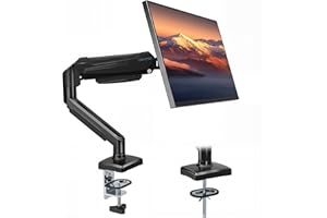 BONTEC Single Arm Monitor Desk Mount for 13-32 inch Screen, Tilt, Swivel, Rotation, Ergonomic Gas Spring Monitor Stand with Cable Management, VESA 75/100mm