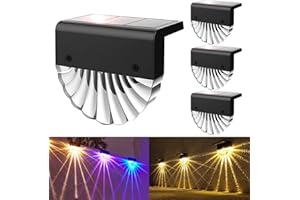 Anmossi Lampa solarna do użytku na zewnątrz,wodoszczelność IP65,solarna lampa ścienna,2 tryby,ciepła biel/kolor,solarne lampy ogrodowe do ogrodu, ogrodzenia, podwórka, garażu(4 sztuki)