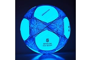 Laxnako Sports Football Traditional Football Light Up Football Glow in The Dark Football Youth and Adult Soccer Balls for Night Games -Size 3/4/5 - Official Size & Weight