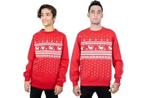 NOROZE Men's Boys Matching Christmas Sweatshirt Novelty Let it Snow Elf Reindeer Ugly Sweater Unisex Family Xmas Jumper Dad Son Top UK Sizes 7 Years-XXL
