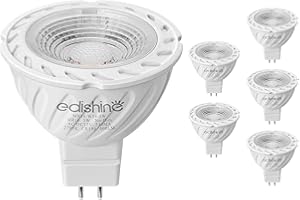 EDISHINE Żarówki LED GU5.3 MR16, 2700K ciepła biel, 400 lm, nie ściemnialne, 5 W odpowiednik żarówki halogenowej 50 W, kąt wiązki 38 stopni, reflektor LED do lamp wpuszczanych, zestaw 6 szt