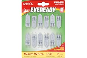 Eveready Halogen G9 Bulbs, 40W Dimmable, Warm White 2800K, 320 Lumens, Pack of 12 (12)