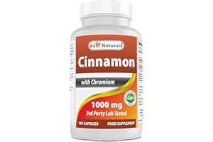 #1 Cinnamon 1000 mg 180 Capsules by Best Naturals - Contains Chromium 200 mcg - Manufactured in a USA Based GMP Certified and FDA Inspected Facility and Third Party Tested for Purity. Guaranteed!!