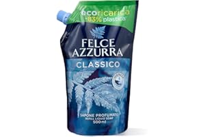 Felce Azzurra - Ricarica Sapone Liquido Mani e Viso Classico Profumato, Igienizza e Idrata, Sapone Mani e Detergente Viso Gel per Igiene Quotidiana, Delicato e Dermatologicamente Testato, 500 ml