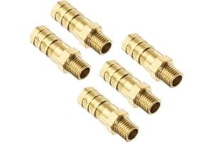 QUARKZMAN 5 Stück M8-1 ID 10mm Schlauchverbinder Messing, Gartenschlauch Benzinschlauch zu Barb Passend Schlauch Gewindestutzen Rohrarmatur Adapter Verbinder für Wasser Kraftstoff Luft