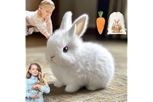 UORNWZ Bunny Pal - Jouet interactif en Forme de Lapin, Bunnypal Interactif, Robot réaliste Bunny, Lapin interactif Bunny réaliste - Sauter, contracter et secouer Les Oreilles (Blanc)