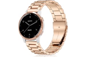 Issinlky Pasek do Garmin Vivoactive 4S/Venu 2S/Vivomove 3S,18mm pasek Stal nierdzewna Metalowy do Fossil kobiet Gen 6/Fossil kobiet Gen 5E/Fossil kobiet Q Venture HR Gen 4